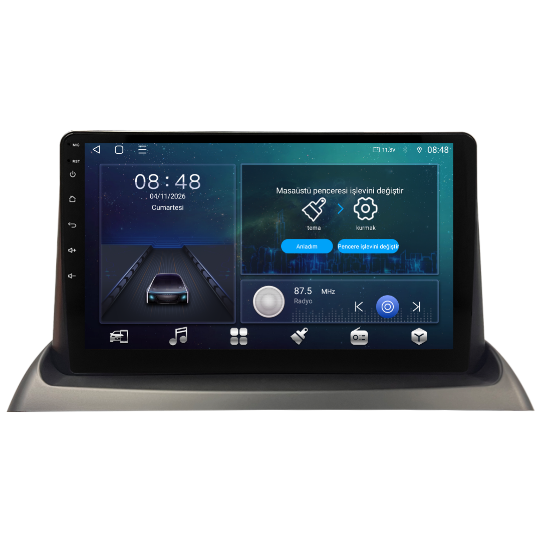 Renault Clio 2 Android Multimedya Sistemi 6 GB RAM / 128 GB Hafıza / 8 Çekirdek