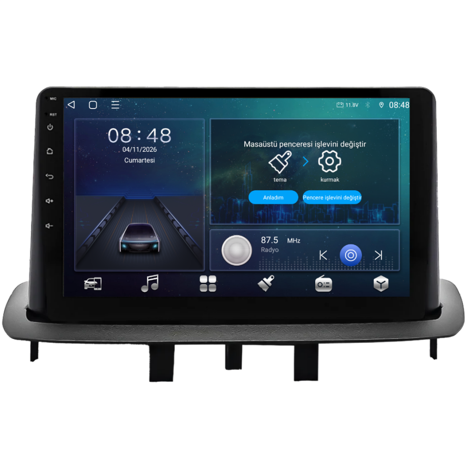 Renault Megane 3 Android Multimedya Sistemi 6 GB RAM / 128 GB Hafıza / 8 Çekirdek