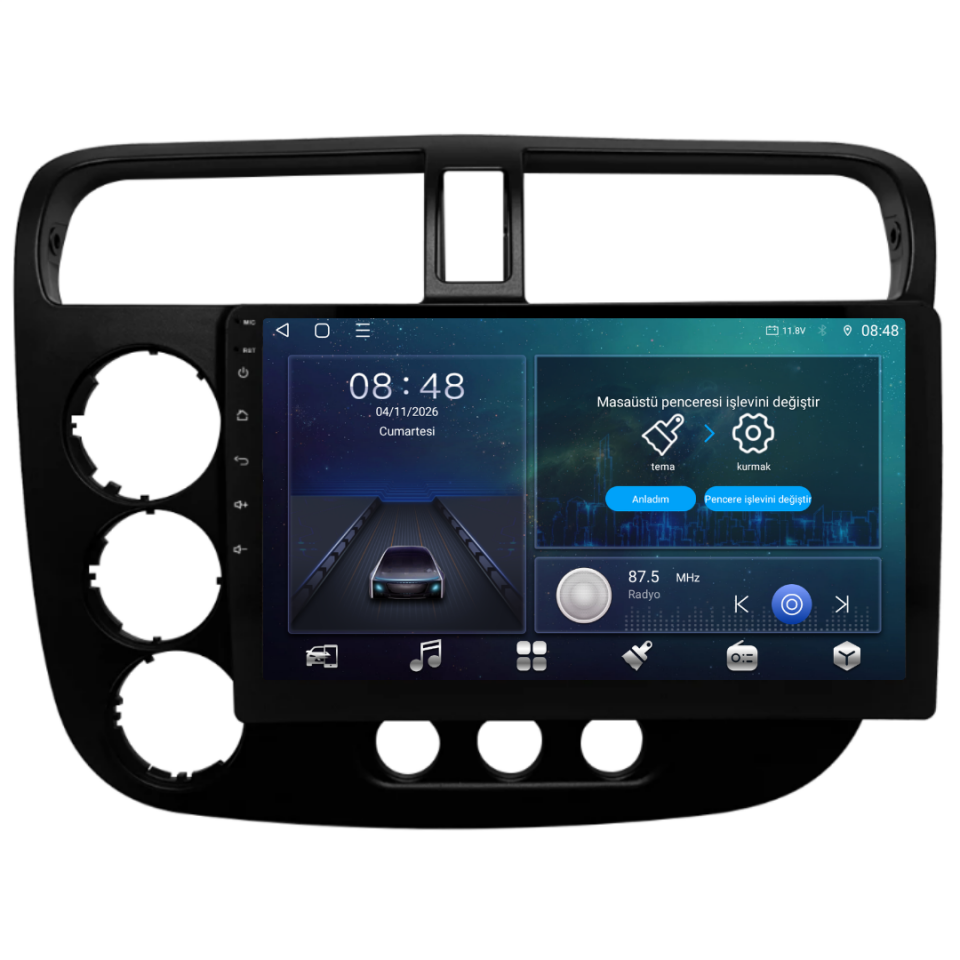 Honda Civic VTEC 2 Android Multimedya Sistemi 6 GB RAM / 128 GB Hafıza / 8 Çekirdek
