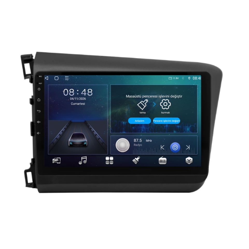 Honda Civic FB7 Android Multimedya Sistemi 6 GB RAM / 128 GB Hafıza / 8 Çekirdek