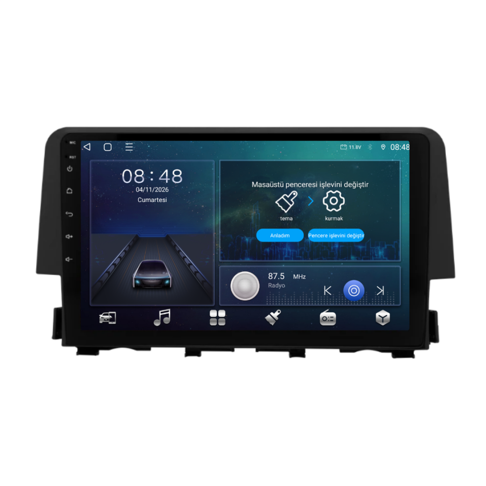 Honda Civic FC5 Android Multimedya Sistemi 6 GB RAM / 128 GB Hafıza / 8 Çekirdek