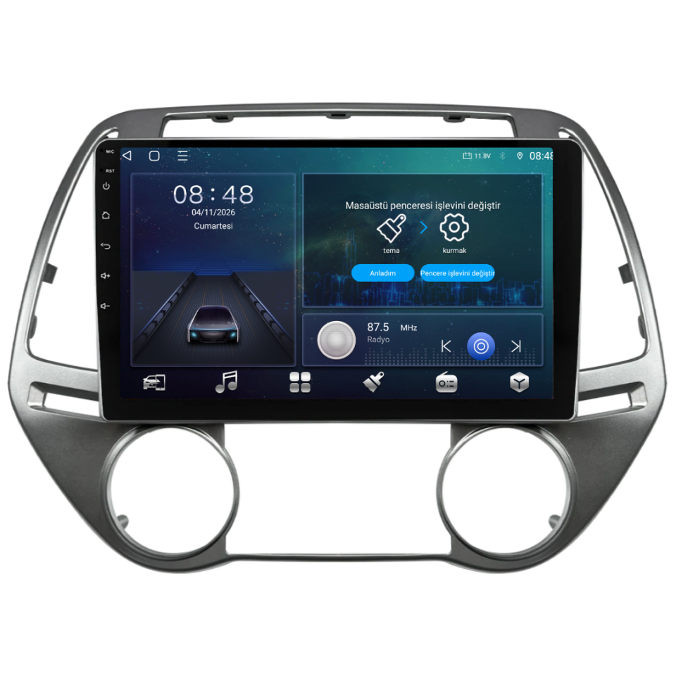 Hyundai I20 Android Multimedya Sistemi 2008-2012 6 GB RAM / 128 GB Hafıza / 8 Çekirdek