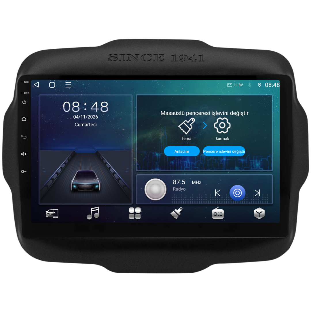 Jeep Renegade Android Multimedya Sistemi 2014-2023 6 GB RAM / 128 GB Hafıza / 8 Çekirdek