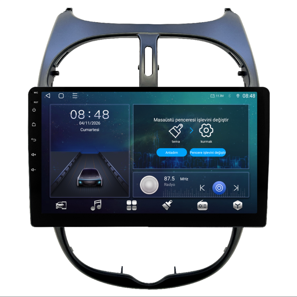Peugeot 206 Android Multimedya Sistemi 2006-2011 6 GB RAM / 128 GB Hafıza / 8 Çekirdek