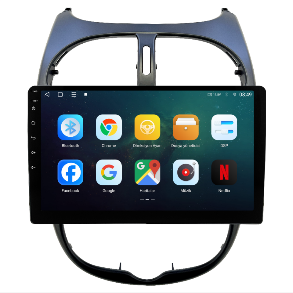 Peugeot 206 Android Multimedya Sistemi 2006-2011 6 GB RAM / 128 GB Hafıza / 8 Çekirdek