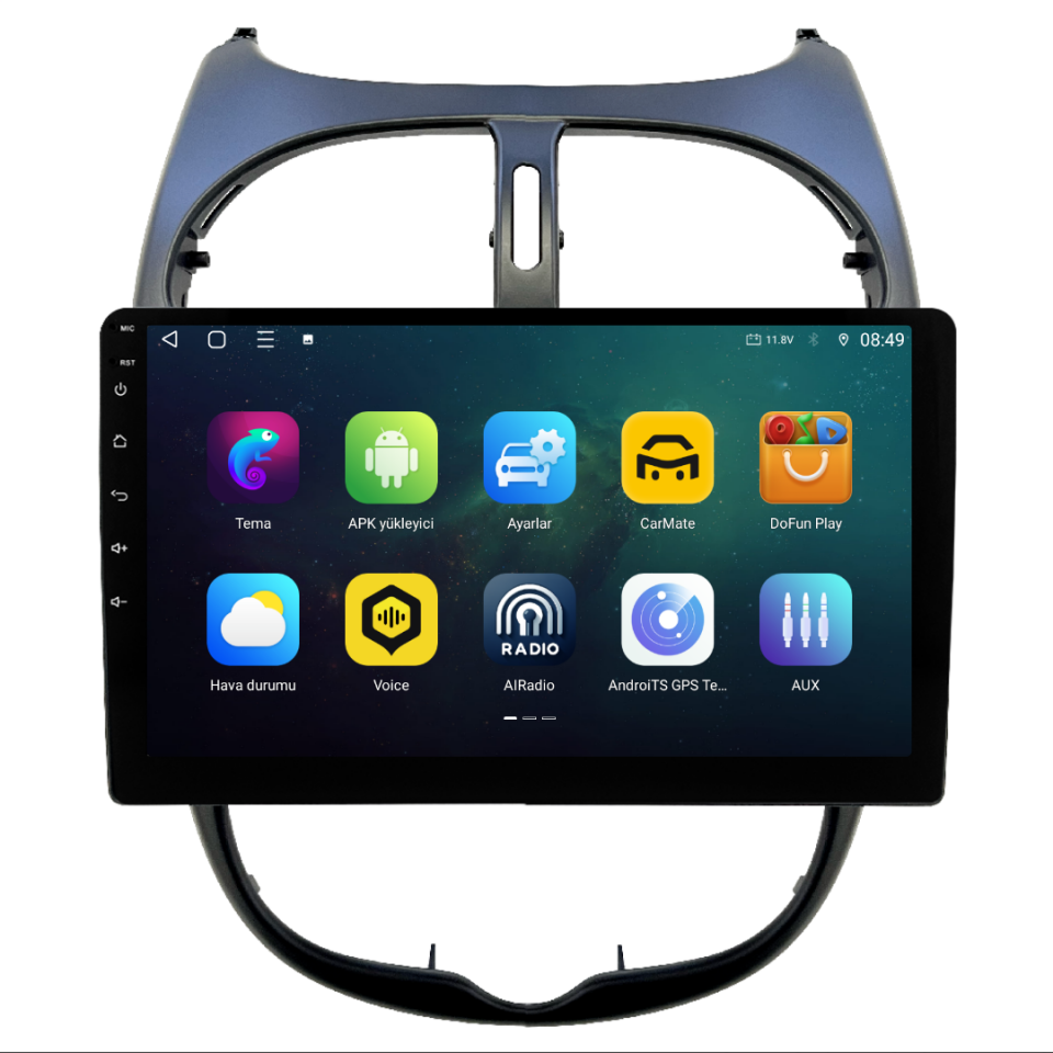 Peugeot 206 Android Multimedya Sistemi 2006-2011 6 GB RAM / 128 GB Hafıza / 8 Çekirdek