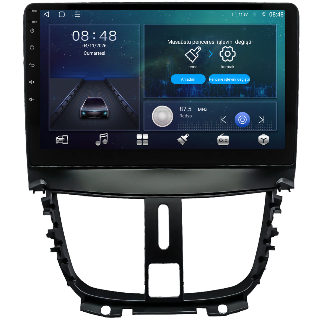 Peugeot 207 Android Multimedya Sistemi 2006-2011 6 GB RAM / 128 GB Hafıza / 8 Çekirdek