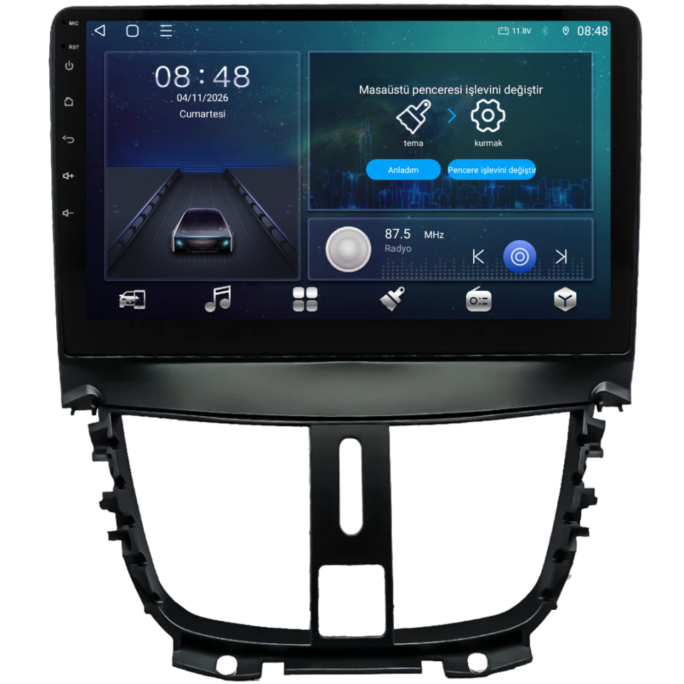 Peugeot 207 Android Multimedya Sistemi 2006-2011 6 GB RAM / 128 GB Hafıza / 8 Çekirdek