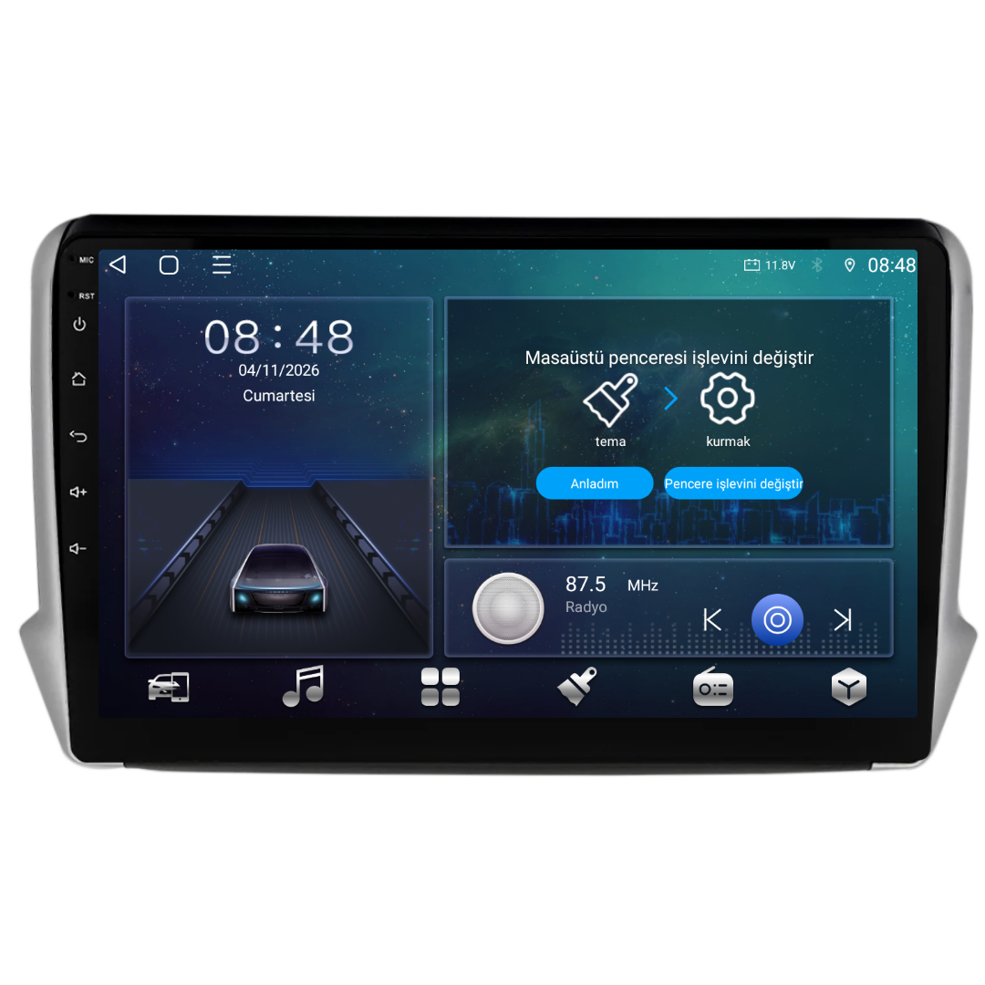 Peugeot 208 Android Multimedya Sistemi 2013-2021 6 GB RAM / 128 GB Hafıza / 8 Çekirdek