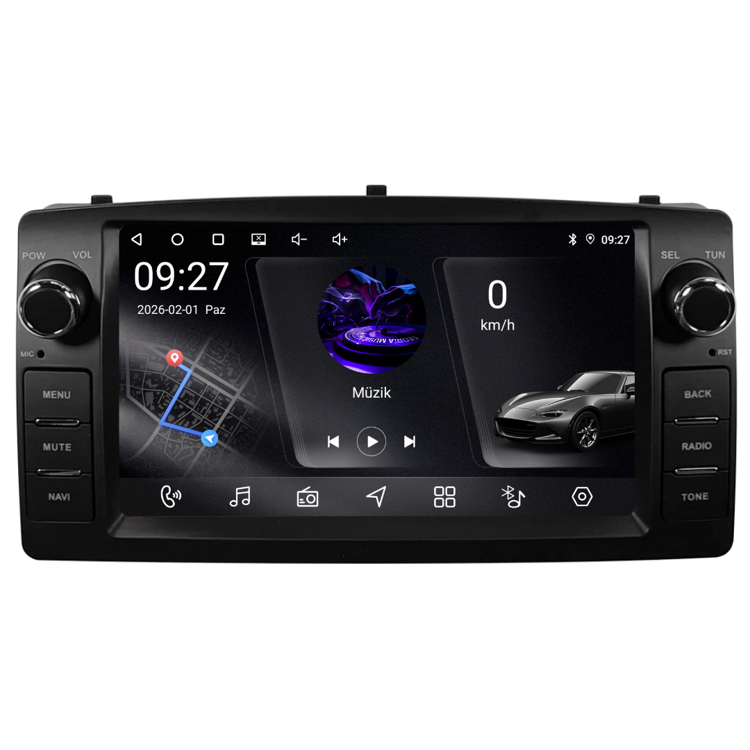 Toyota Corolla Android Multimedya Sistemi 2002-2006 4 GB RAM / 64 GB Hafıza / 4 Çekirdek